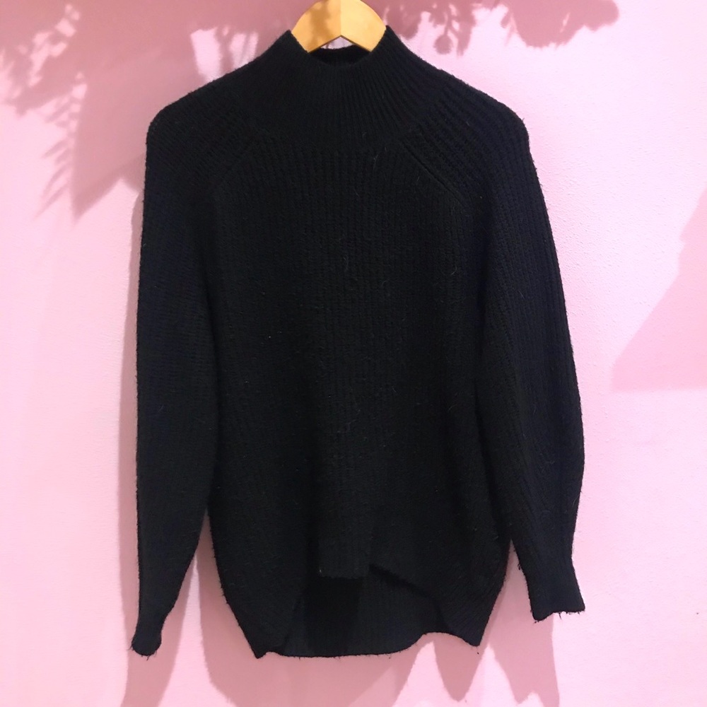 oversized black turtleneck sweater